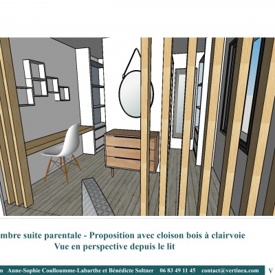 Rénovation aménagement décoration intérieure Lyon Chambre suite parentale