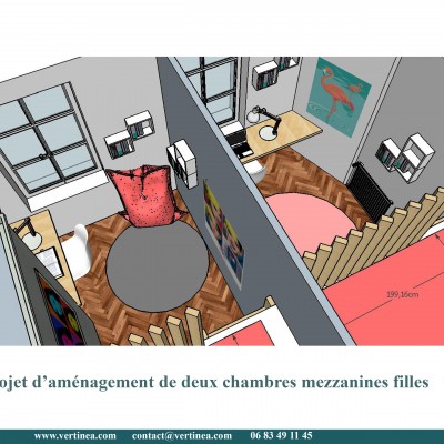 Chambre enfant fille mezzanine - Conseils aménagement et déco intérieure Lyon Vertinea