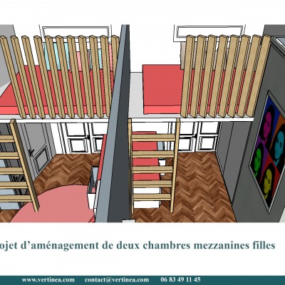 Chambre enfant fille mezzanine - Conseils aménagement et déco intérieure Lyon Vertinea