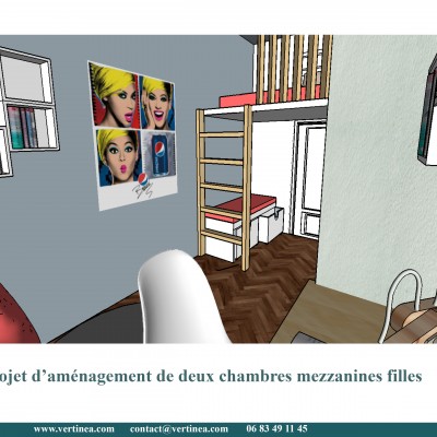 Chambre enfant fille mezzanine - Conseils aménagement et déco intérieure Lyon Vertinea