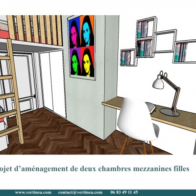 Chambre enfant fille mezzanine - Conseils aménagement et déco intérieure Lyon Vertinea