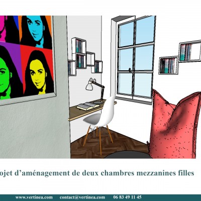 Chambre enfant fille mezzanine - Conseils aménagement et déco intérieure Lyon Vertinea