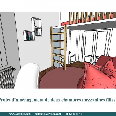 Chambre enfant fille mezzanine - Conseils aménagement et déco intérieure Lyon Vertinea