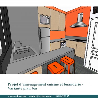 Cuisine plan bar - Conseils aménagement et déco intérieure Lyon Vertinea