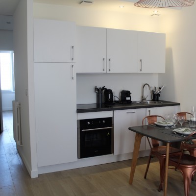 Décoration intérieure, aménagement, rénovation et suivi de chantier appartement Lyon Part-Dieu - Cuisine ouverte et salle à manger scandinave
