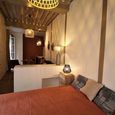 Appartement ancien réaménagé avec charme dans un style bohème chic - Décoration intérieure, aménagement, rénovation et suivi de chantier Vertinea à Lyon
