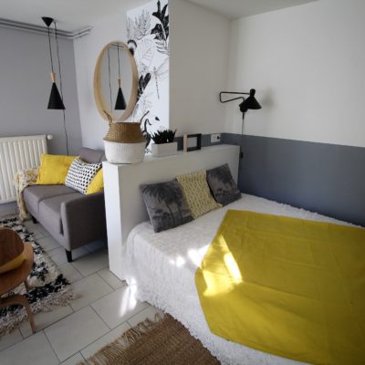 Studio réaménagé dans un style bohème chic - Décoration intérieure, aménagement, rénovation et suivi de chantier Vertinea à Lyon